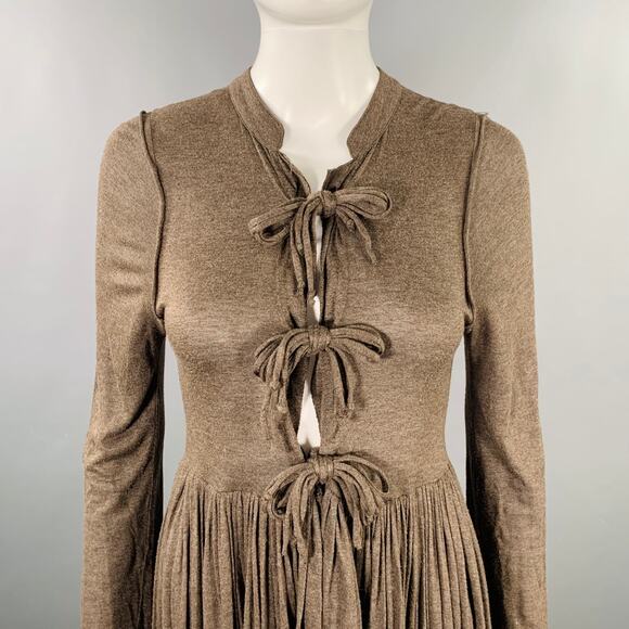 STELLA McCARTNEY Size M Brown Viscose Pleated Dress - Picture 2 of 8